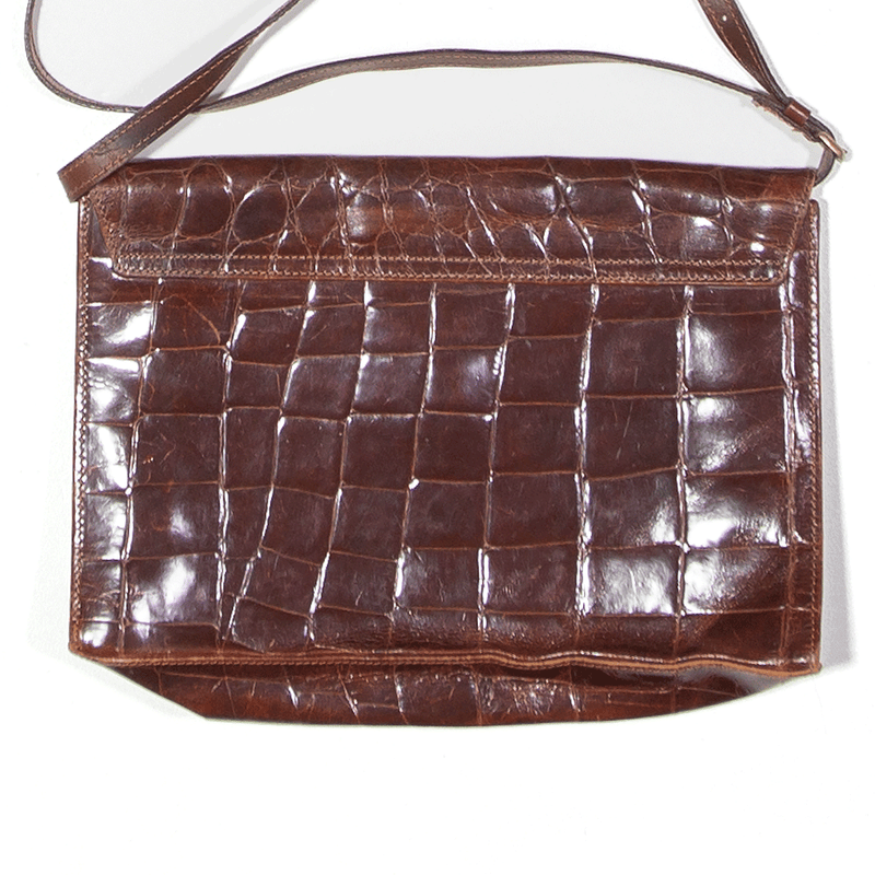 Leather Look Crossbody Bag Brown Womens