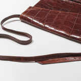 Leather Look Crossbody Bag Brown Womens