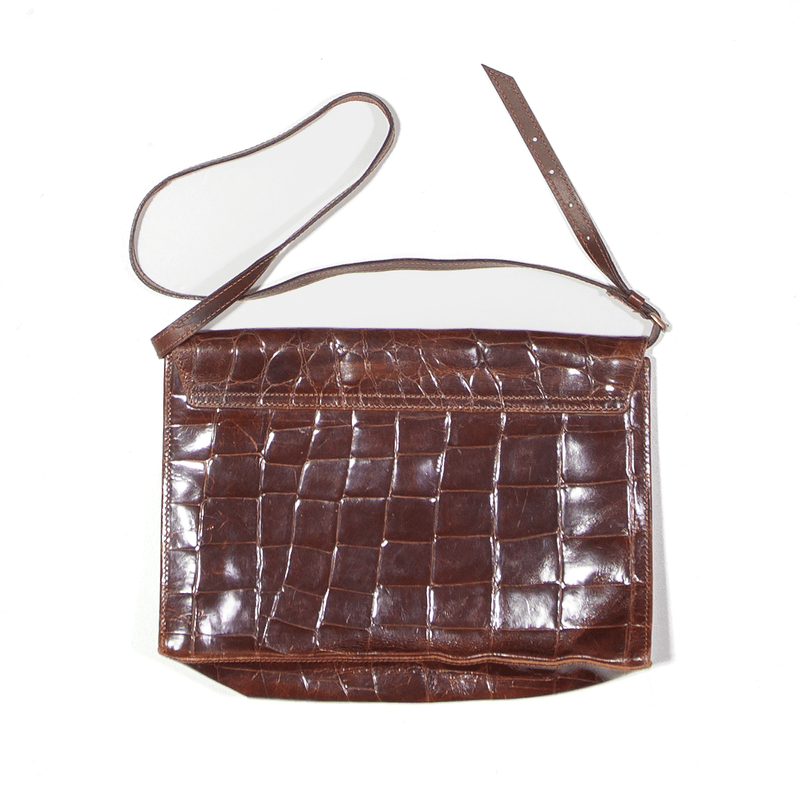 Leather Look Crossbody Bag Brown Womens