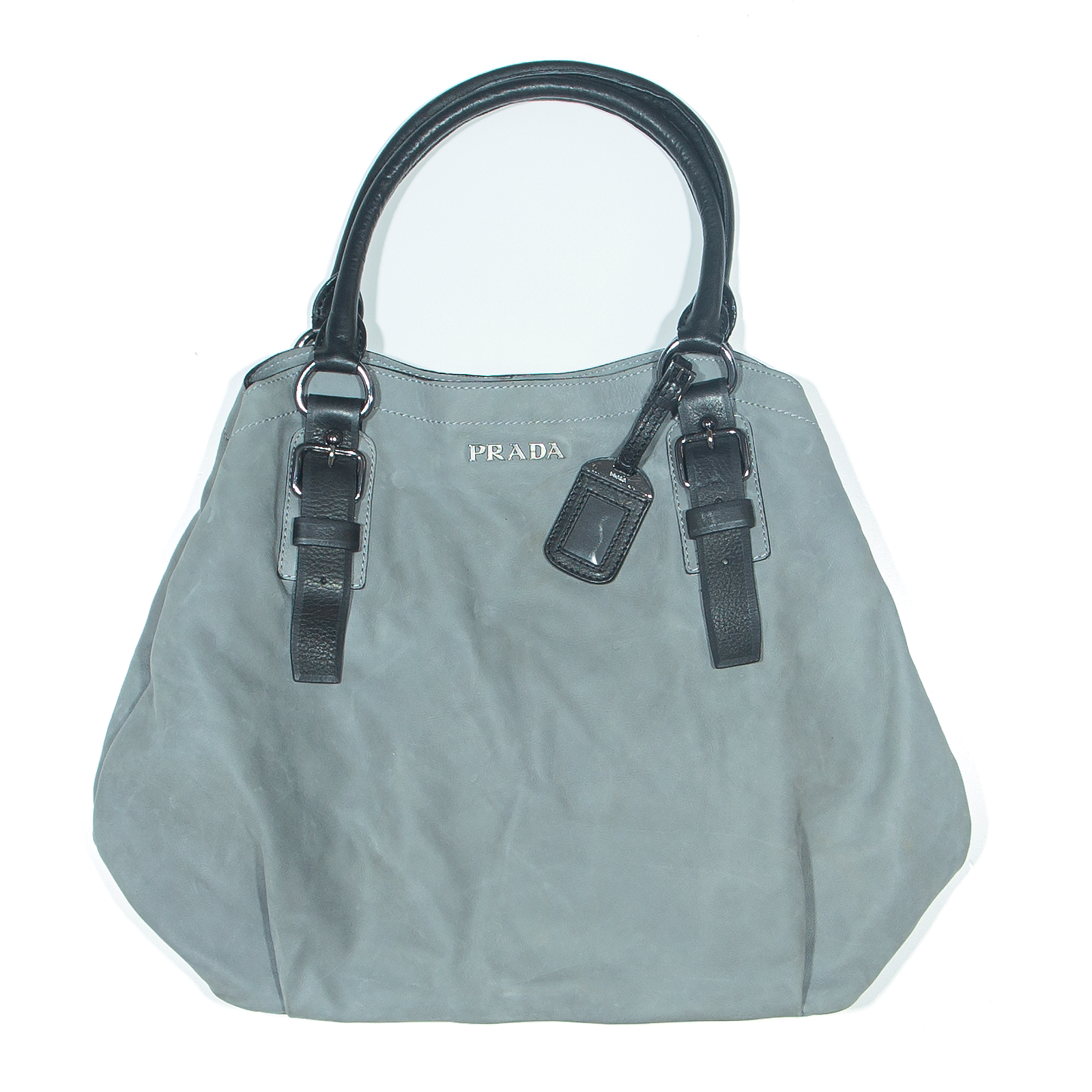 PRADA Shoulder Bag Grey Leather Womens