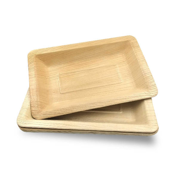 Dtocs Compostable Palm Leaf Plate - 5x8 Inch Rectangle | Bamboo Look Compostable Eco-friendly Disposable Snack, Cheese, Mini-meal Party Plate