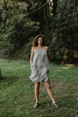 Linen slip dress ZOE S Checkered