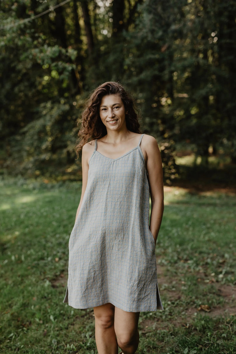 Linen slip dress ZOE S Checkered