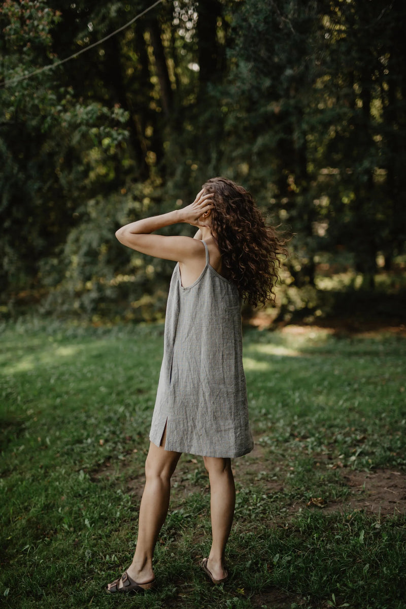 Linen slip dress ZOE S Checkered