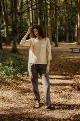 Riga linen top 3/4 sleeves XS/S Mustard