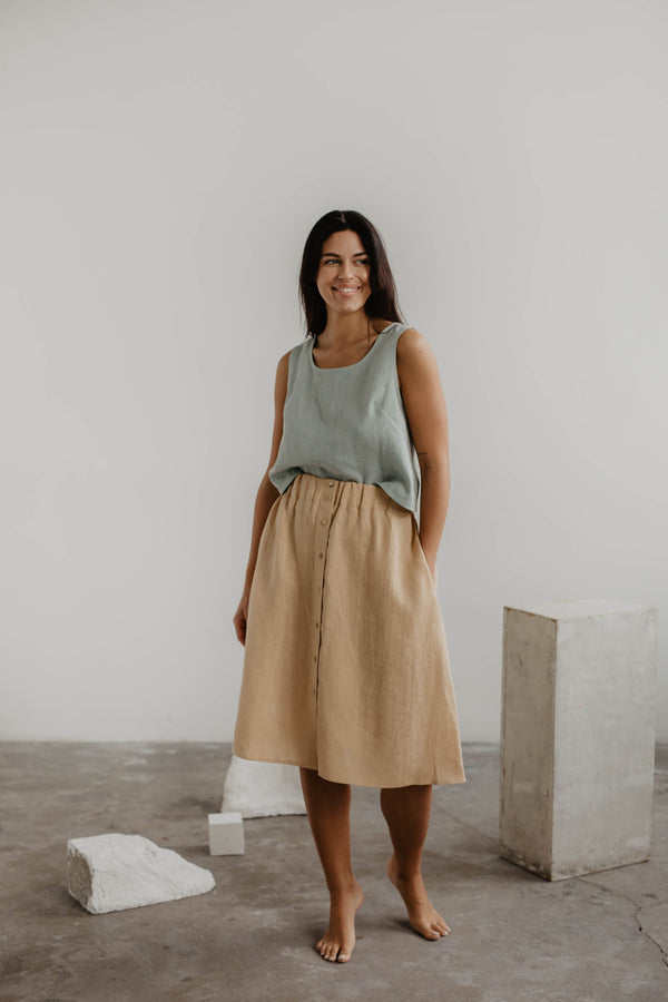 Linen skirt with buttons DAISY S Rosy Brown