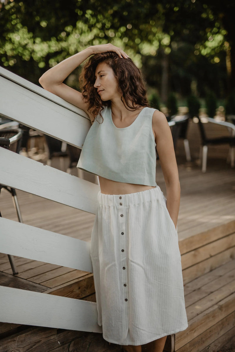 Linen skirt with buttons DAISY M Striped