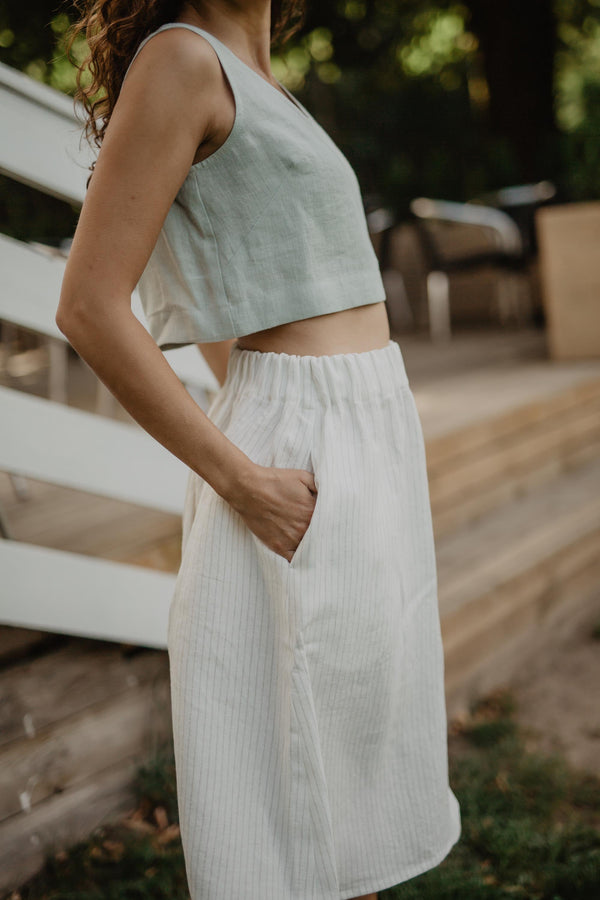 Linen skirt with buttons DAISY M Striped