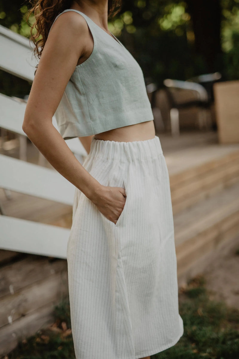 Linen skirt with buttons DAISY M Striped