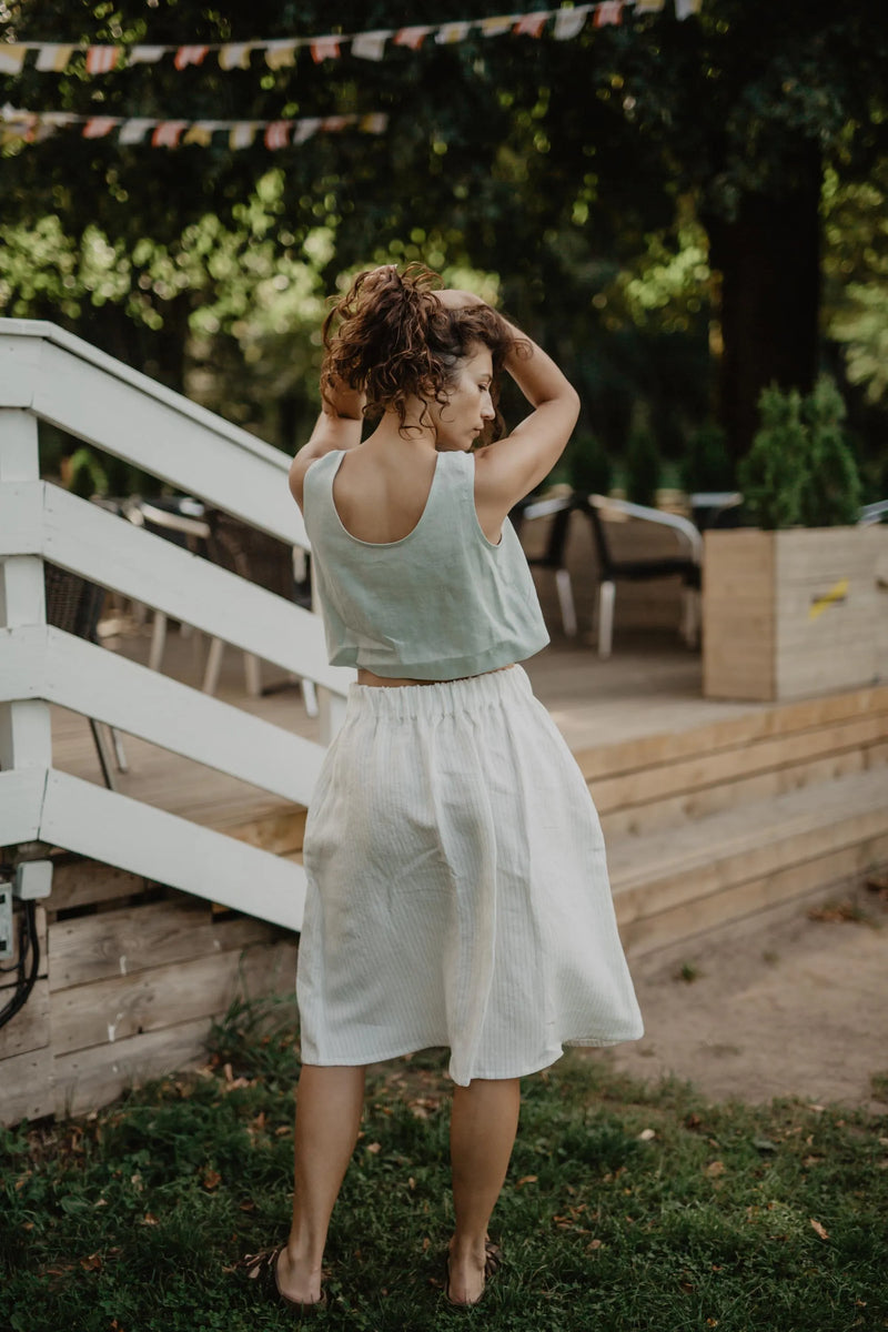 Linen skirt with buttons DAISY M Striped