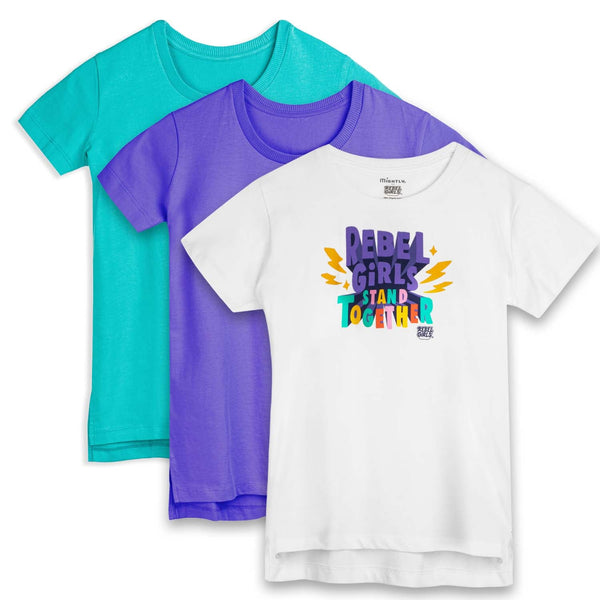Organic Cotton Rebel Girls Shirts - Extended Length T-Shirts 3 Pack FINAL SALE