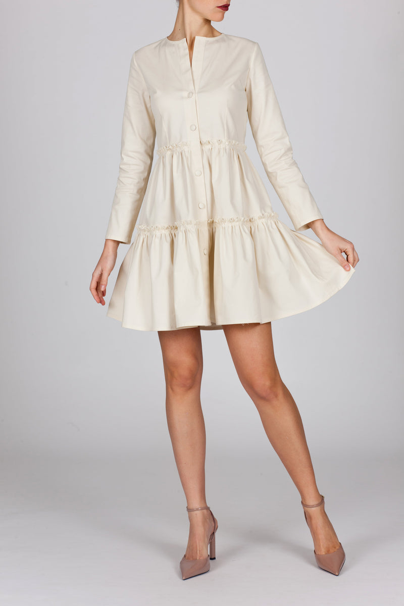The Elena Dress w/sleeve - Cream