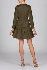 The Elena Dress w/sleeve - Olive Green