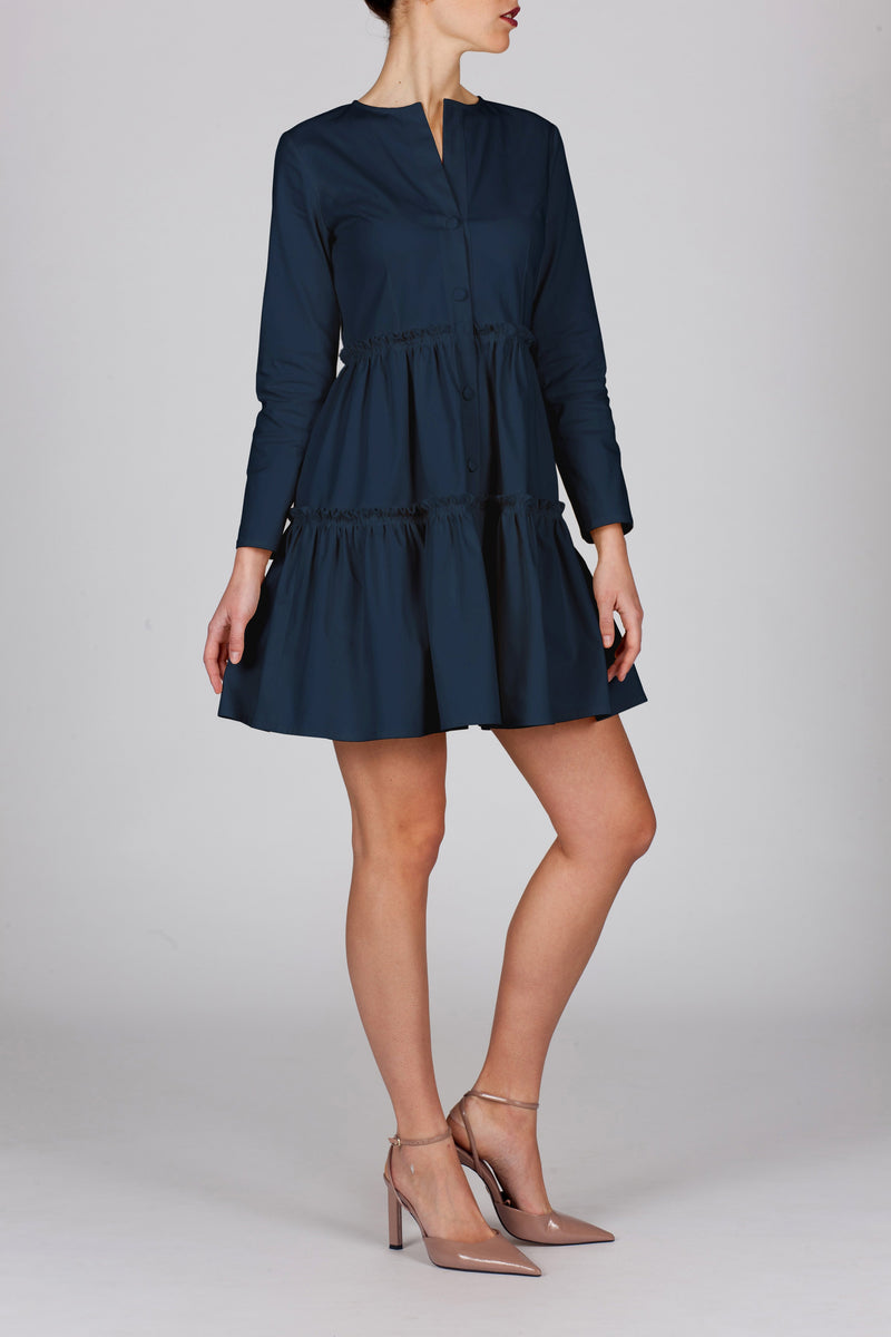 The Elena Dress w/sleeve - Blue Navy