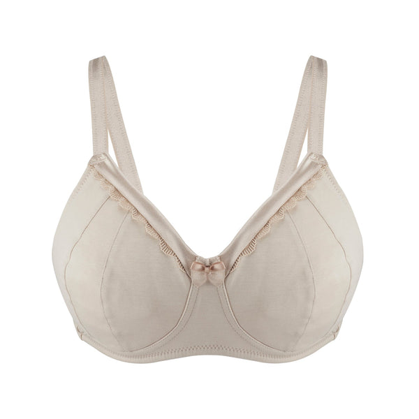 Ivory-Supportive Non-Wired Silk & Organic Cotton Full Cup Bra with removable paddings