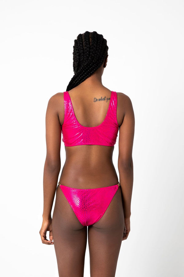 Luxe Gold Chain Two-Piece Bikini - Neon Pink