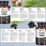Activated Charcoal Capsules - 200 High Strength Vegan Capsules- 1200mg per serving- Made from Natural Coconut shells to Reduce Flatulence, Bloating & Indigestion I Made in the UK