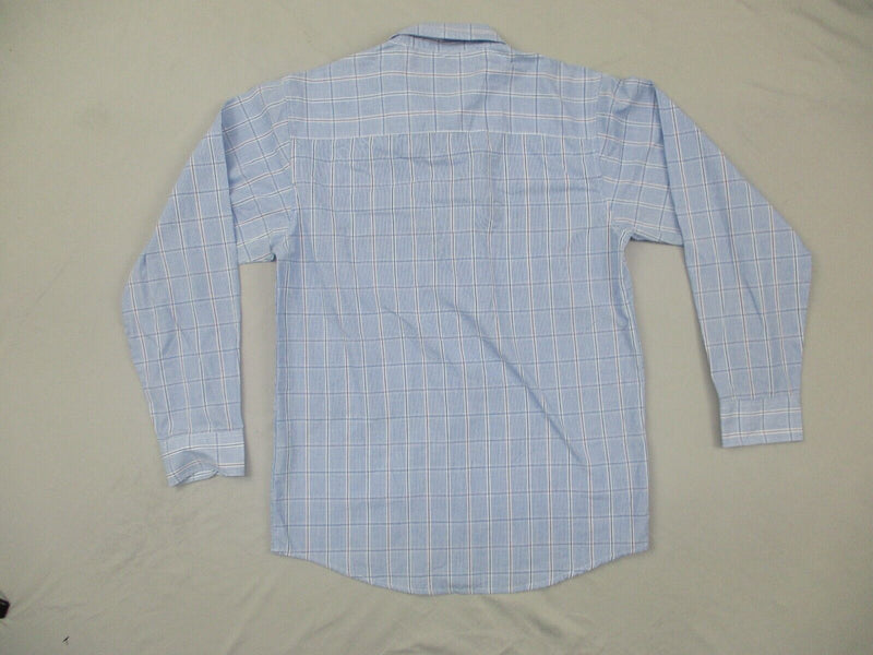 Chaps Men's Plaid Check Button Up Shirt Long Sleeves Sky Blue Size Large