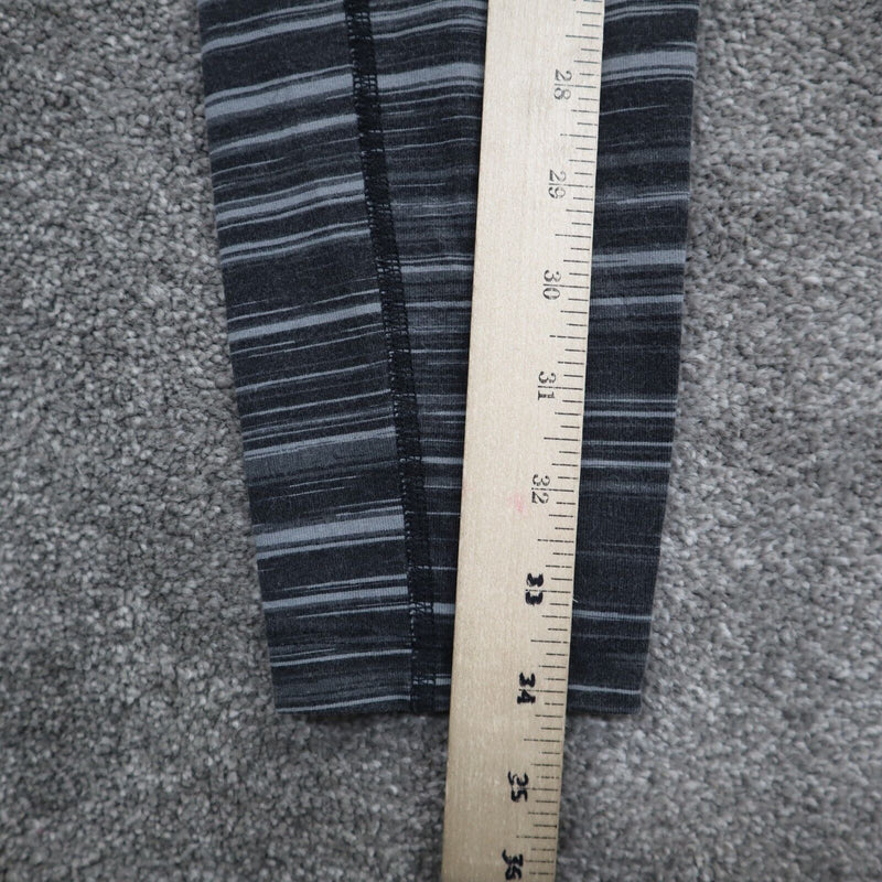 Nike Women Striped Legging Dri Fit Elastic Waist Pull On Black Gray Size Medium