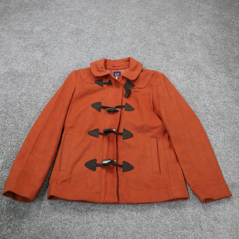 Gap Womens Blazer Coat Long Sleeves Two Pockets Buckle Closure Orange Size XS