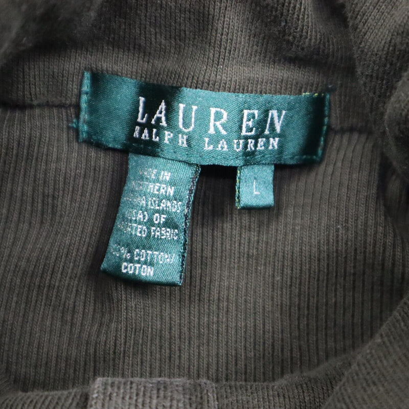 Lauren Ralph Lauren Womens Henley Sweater Long Sleeve High Neck Brown Size Large