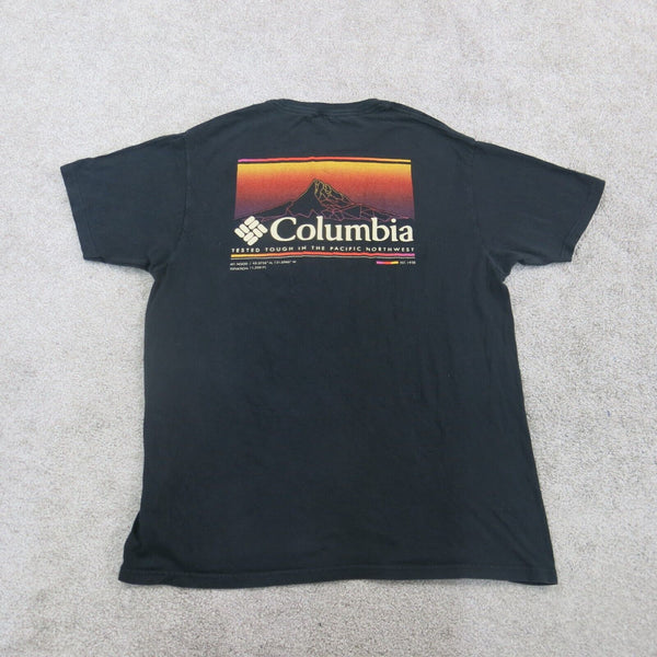 Columbia Shirt Mens Large Black Crew Neck Graphic Tee Short Sleeve 100% Cotton
