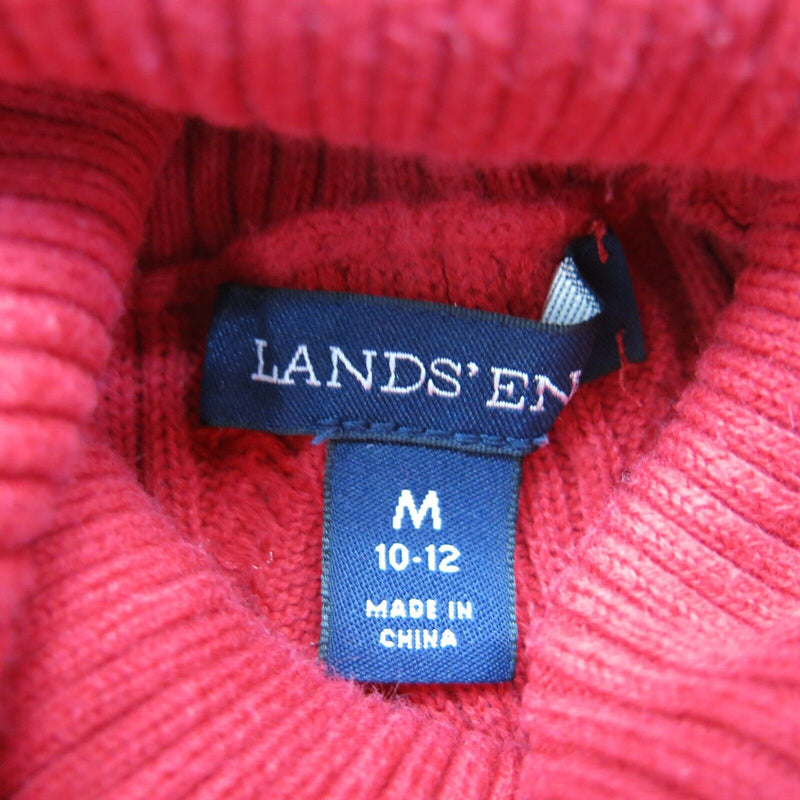 Lands End Womens Pullover Knitted Sweater Mock Neck Long Sleeve Red Size Medium