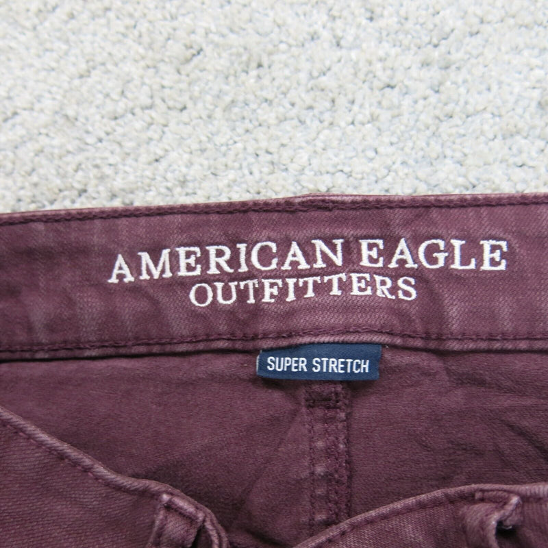 American  Eagle Womens Booty Denim Shorts Super Stretch Red Size 2