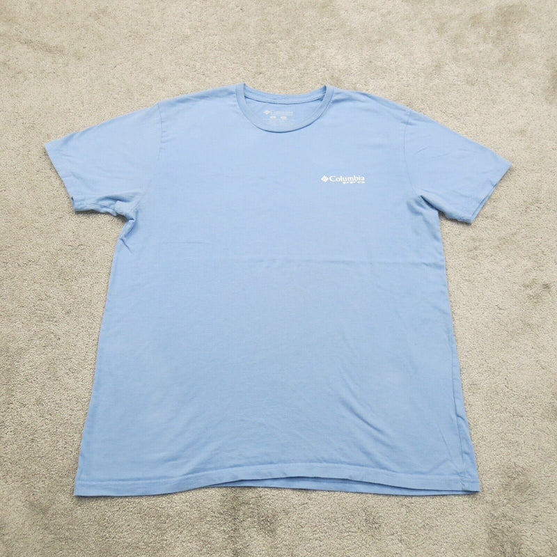Columbia PFG Mens Crew Neck T Shirt Short Sleeve 100% Cotton Light Blue SZ Large