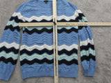 Talbots Womens Pullover Sweater Knitted Long Sleeves Chevron Blue White Size M