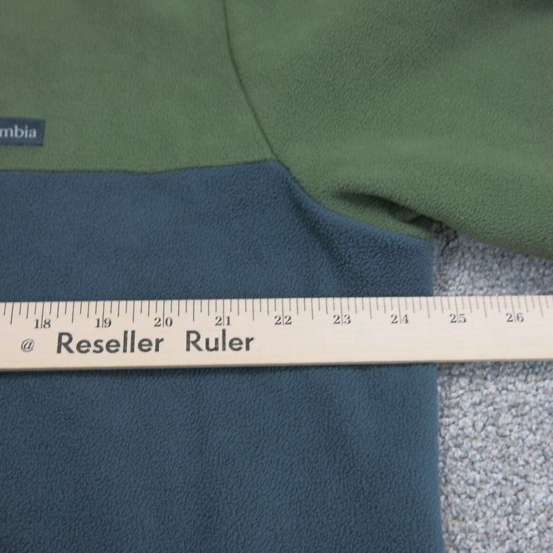 Columbia Mens Pullover Fleece Sweatshirt Long Sleeve Mock Neck Gray/Green Size L