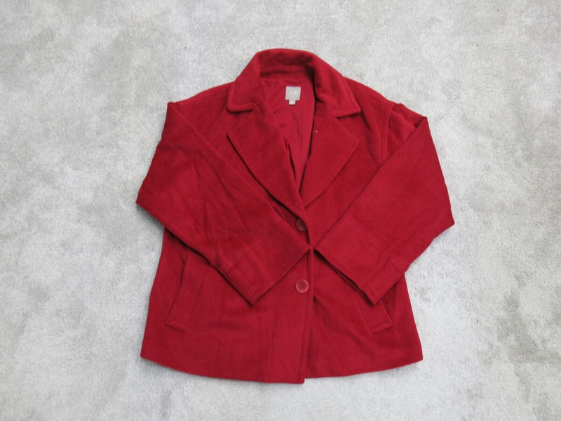 J Jill Womens Blazer Coat Single Breasted Hand Pockets Long Sleeve Red Size L