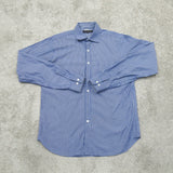 Michael Kors Mens Pinstripe Button Up Shirt Regular Fit Long Sleeve Sky Blue M