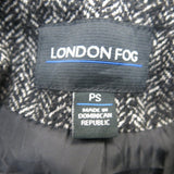 London Fog Womens Blazer Coat Tweed Single Breasted Long Sleeves Black Size PS