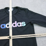 Adidas Womens Sweatshirt Crew Neck Long Sleeves Logo Black Size Large