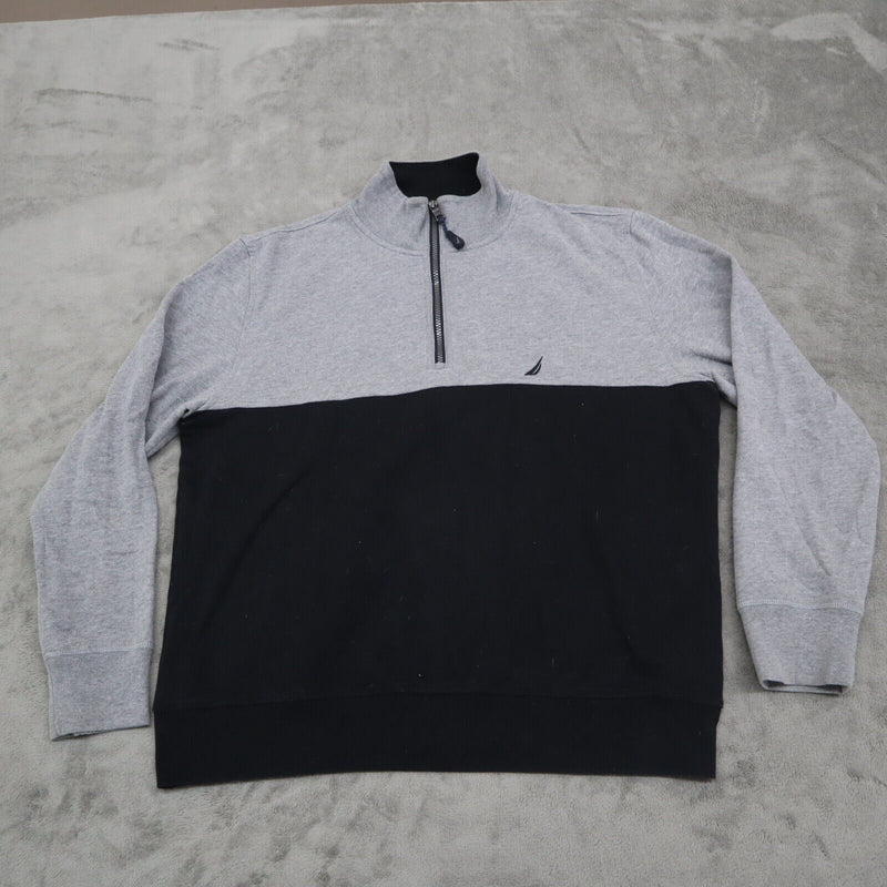 Nautica Men's Sports Athletics Activewear Fleece Sweatshirt Gray Black Size L