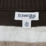 ST Johns Bay Womens Pullover Henley Sweater Striped Brown White Size Large