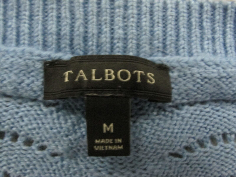 Talbots Womens Pullover Sweater Knitted Long Sleeves Chevron Blue White Size M