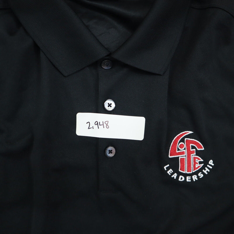 Nike Golf Polo Shirt Men's Size Medium Black Short Sleeve Leadership Sports Logo