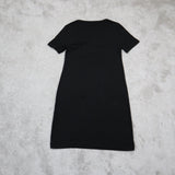 White House Black Market Womens Shift Dress Lace Up Short Sleeve Black Size XXS