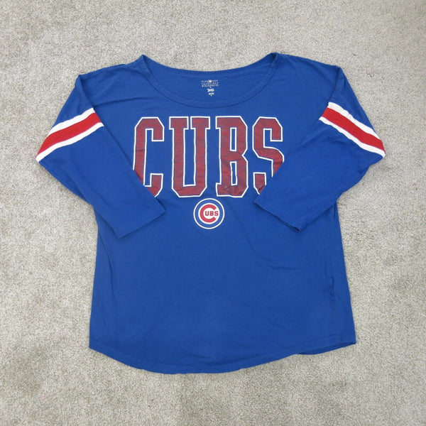 Genuine Merchandise Shirt Women X Large Blue Chicago Cubs 100% Cotton 34 Sleeve