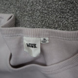 Vans Womens Casual T Shirt Top Solid Short Sleeve Crew Neck Light Pink Size XL