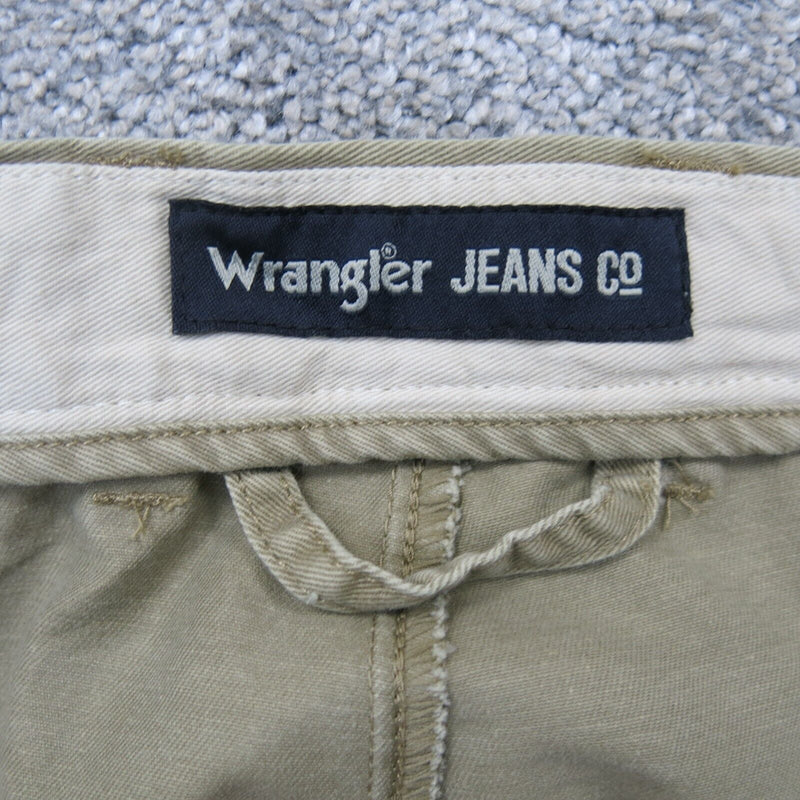 Wrangler Mens Wide Leg Chino Pants High Rise 100% Cotton Beige Green W40XL30
