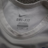 Nike Dri Fit Mens Pullover T-Shirt Short Sleeve Crew Neck Logo White Size Small