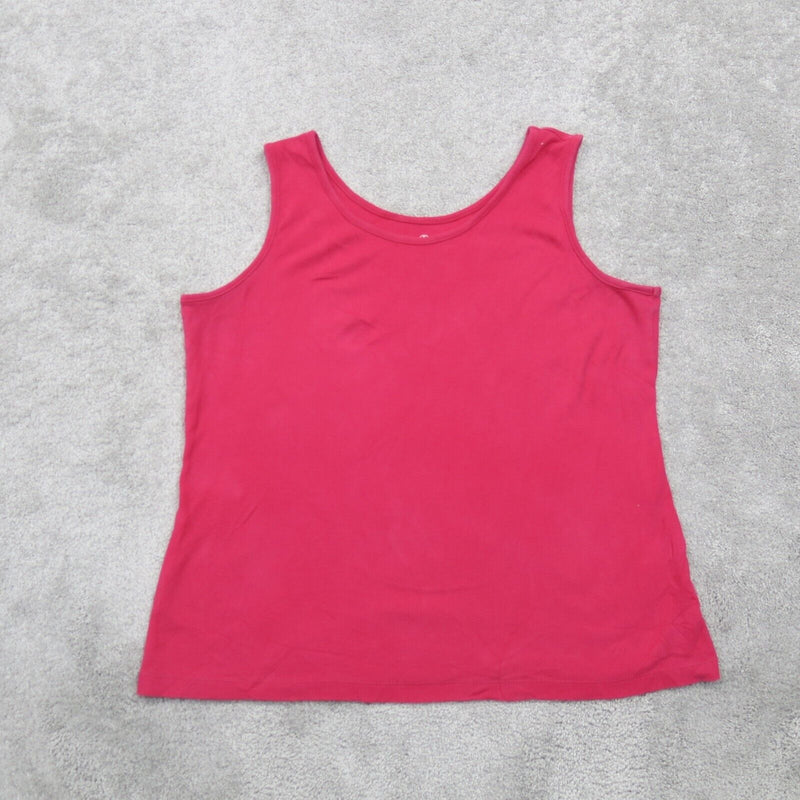 Lands End Womens Activewear Tank Top Sleeveless Wide Strap Pink Size Medium