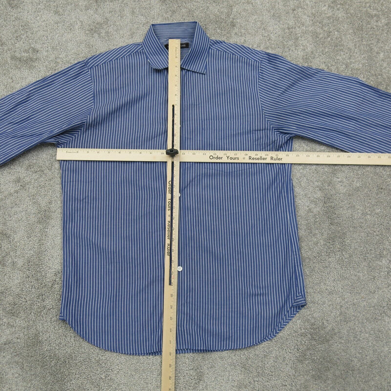 Michael Kors Mens Pinstripe Button Up Shirt Regular Fit Long Sleeve Sky Blue M