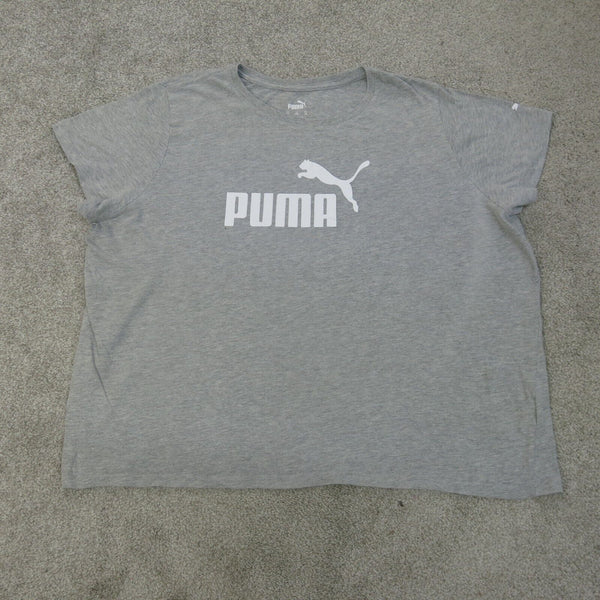 Puma Shirt Womens 2X Gray Crew Neck Short Sleeve Sports Lightweight Outdoors