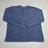 L.L. Been Mens Henley Neck Sweatshirt Long Sleeves 100% Cotton Blue Size X Large