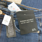NWT Banana Republic Womens Skinny Leg Jeans High Rise Flat Front Blue Size 27L