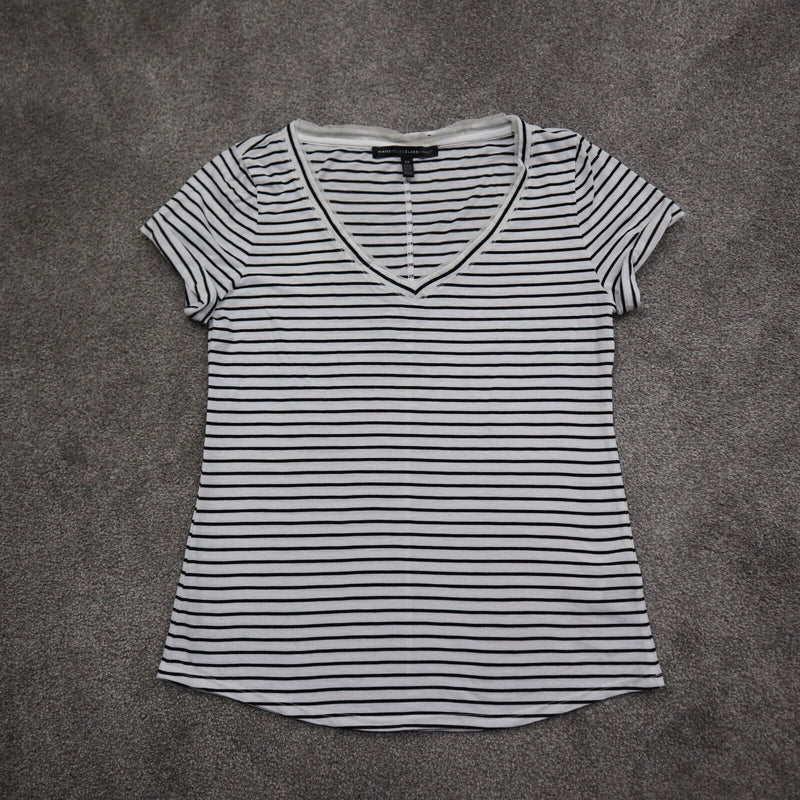 White House Black Market Women Stripes T-Shirt short Sleeve Black/White Size XS